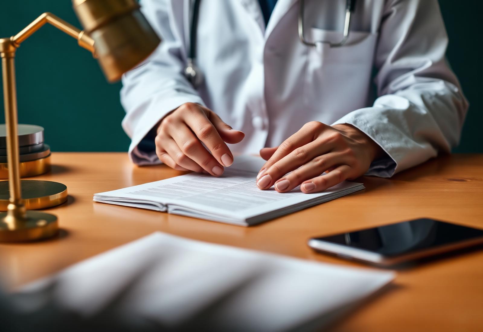 A doctor reviews